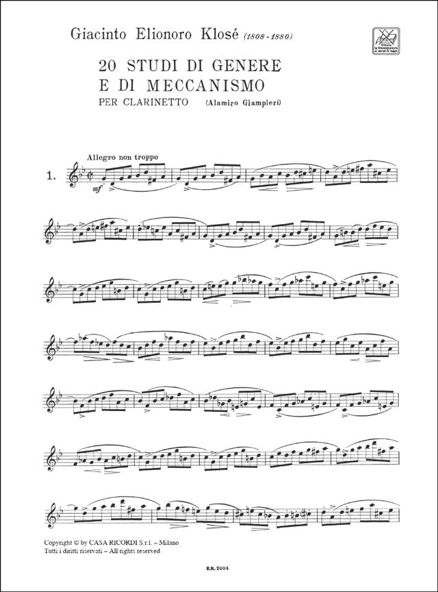 20 Studi di genere e di meccanismo - cvičení pro klarinet